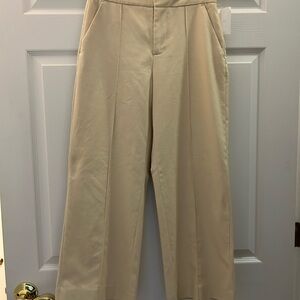 Alice and Olivia Cream Wide-Leg cropped Trousers